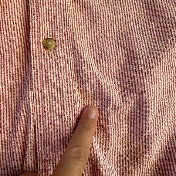 Johnny Harris Outdoors casual button down short sleeve shirt in red and white - Picture 5 of 9